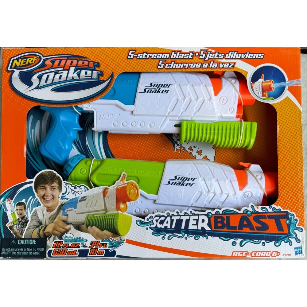 Nerf Super Soaker Blaster Set White Blue Green Summer Outdoor 2pk